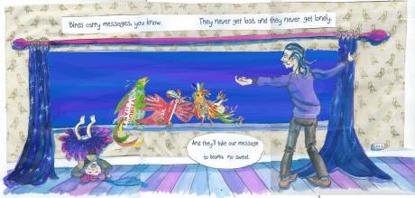 Birds at the window by Myfanwy Tristram