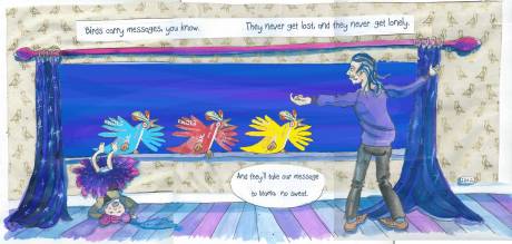 Birds at the window by Myfanwy Tristram