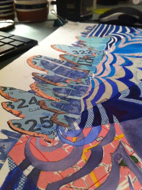Sea collage WiP by Myfanwy Tristram