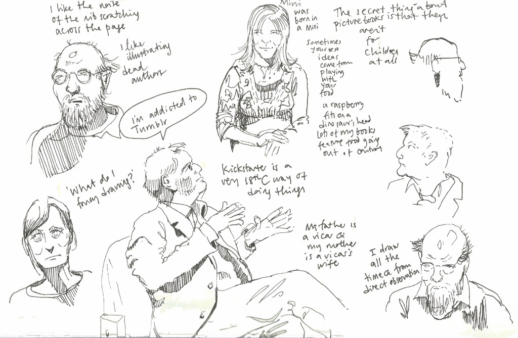 Mini Grey, Chris Riddell, John Vernon Lord and Emily Gravett by Myfanwy Tristram