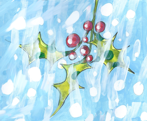 Snowy Holly by Myfanwy Tristram