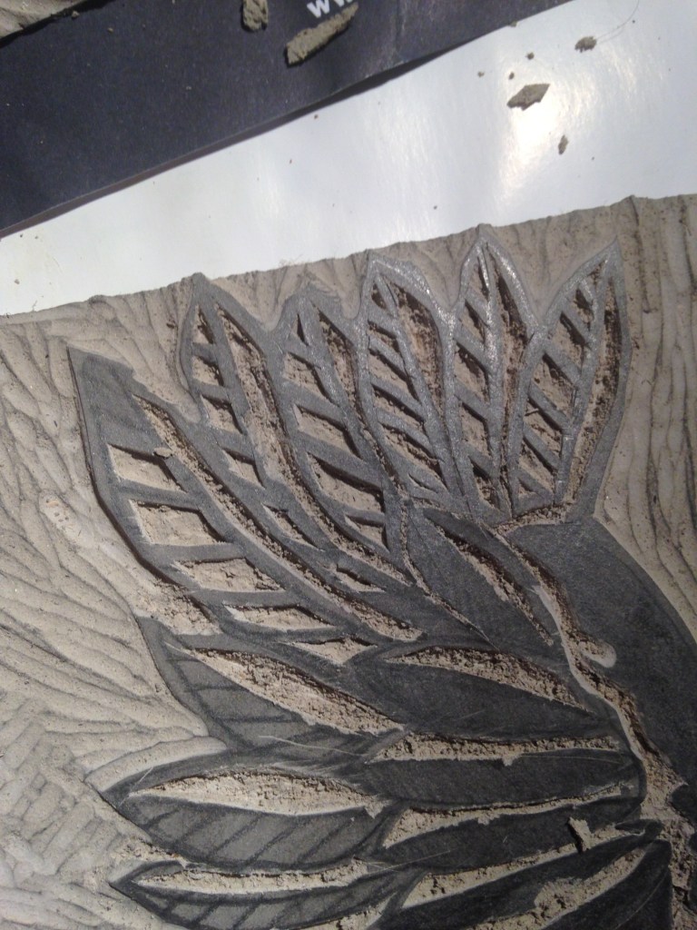 Crow linocut by Myfanwy Tristram