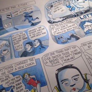 coloured in comic by Myfanwy Tristram