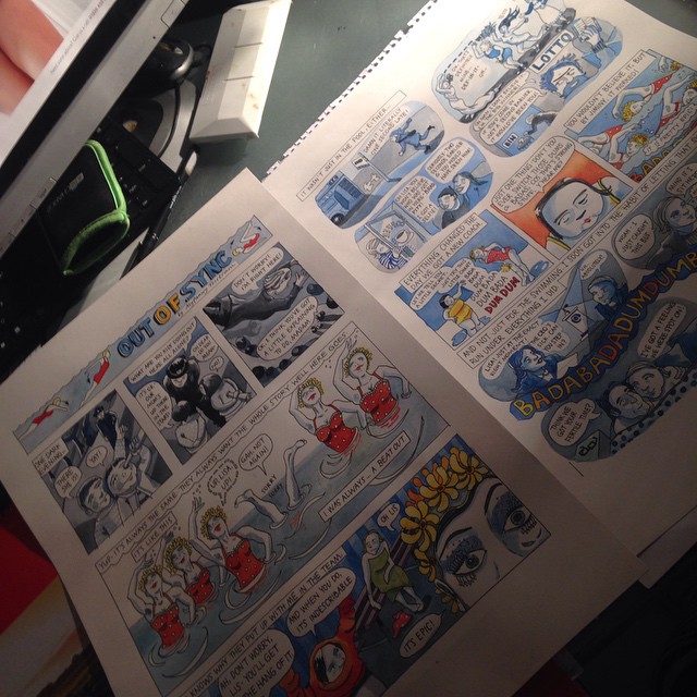 coloured in comic by Myfanwy Tristram