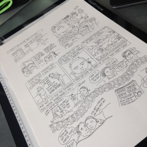 cartoon before colouring by Myfanwy Tristram