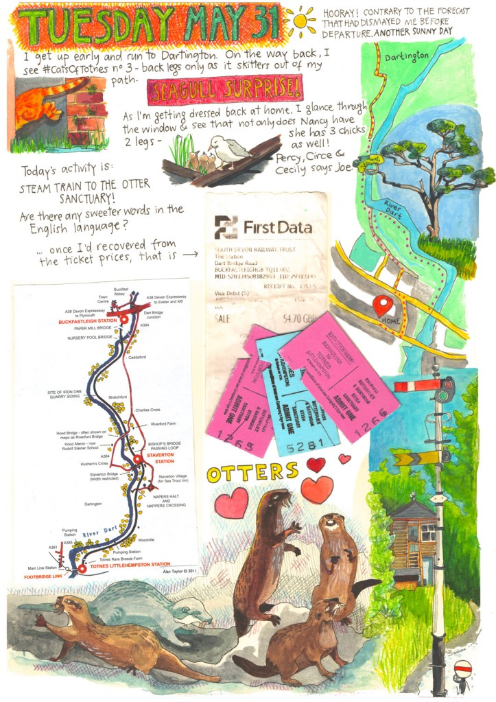 Totnes and Lyme Regis holiday sketch diary by Myfanwy Tristram