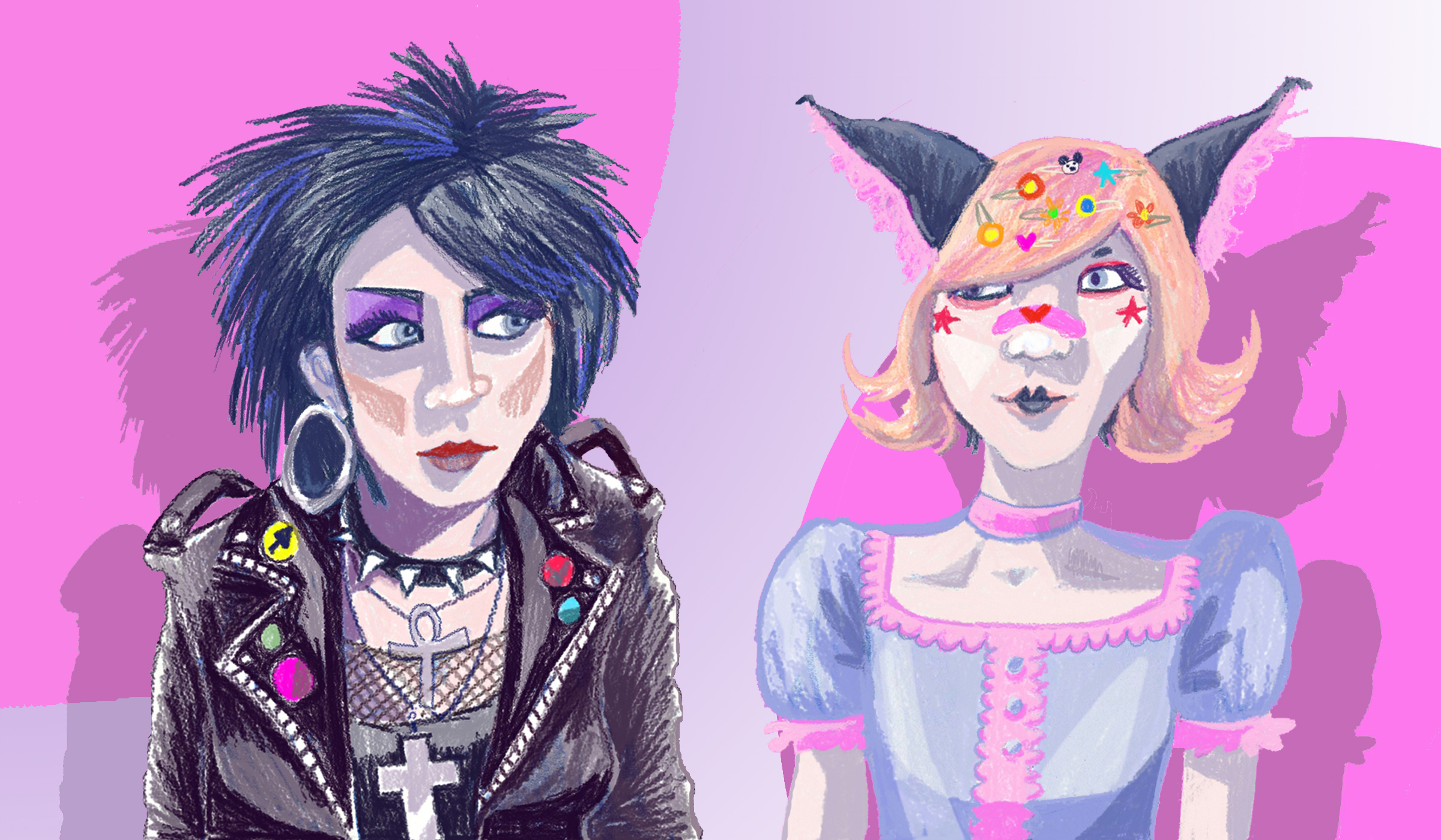 A goth and a cosplaying teen