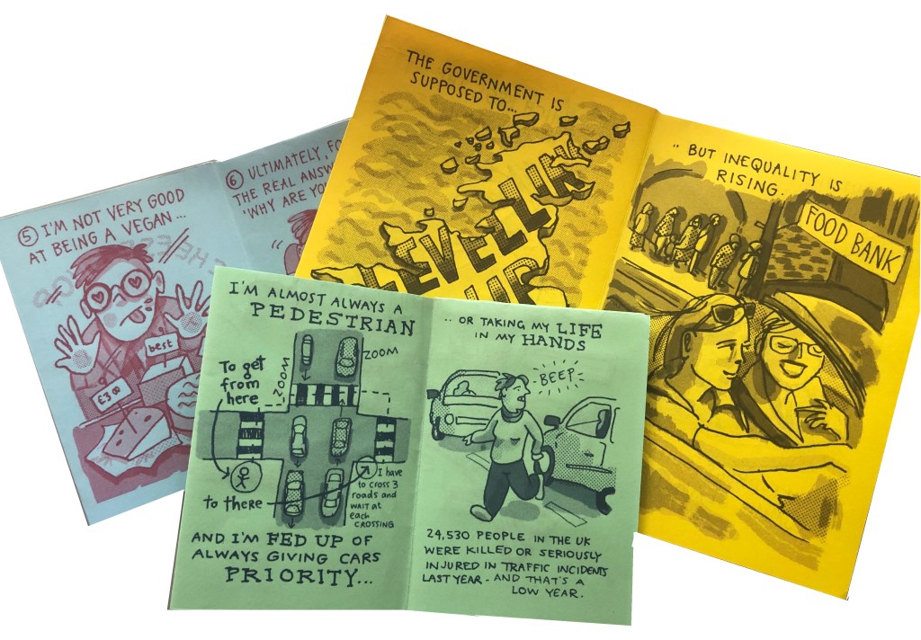 Three zines by Myfanwy Tristram (open)