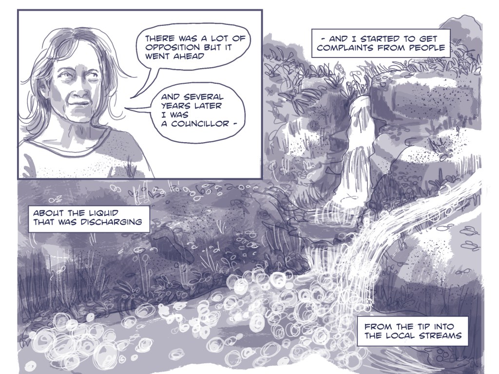 A councillor tells the story of polluted water - in a comic strip by Myfanwy Tristram