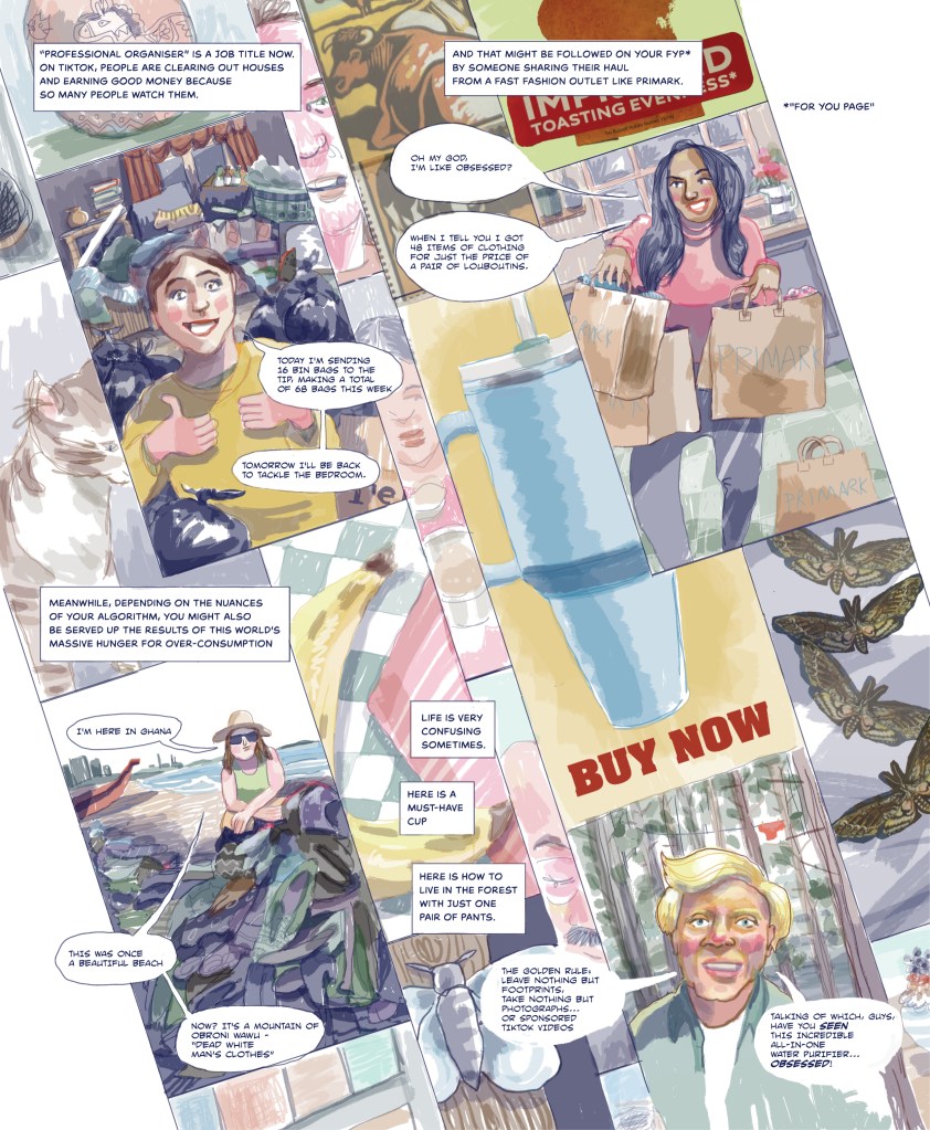 A page showing screens from TikTok by Myfanwy Tristram