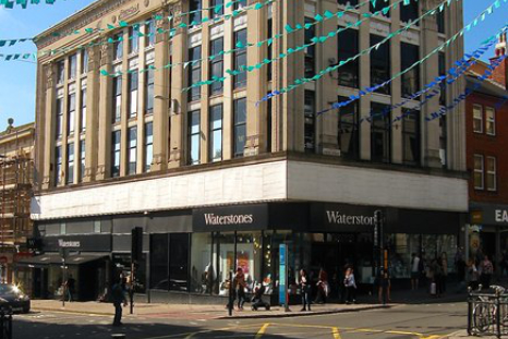 The exterior of Brighton's branch of Waterstones, by the clokctower
